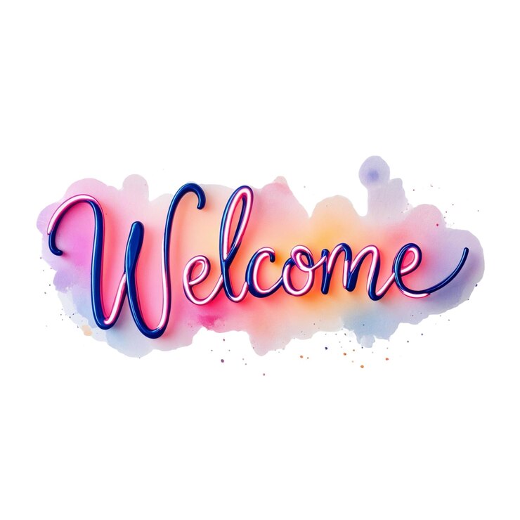 PSD un cartel de bienvenida colorido con las palabras bienvenido