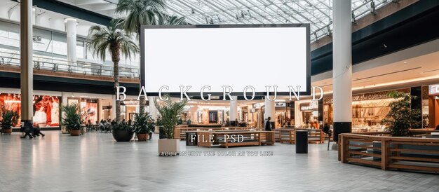 PSD cartel en blanco en el centro comercial dentro del centro comercial