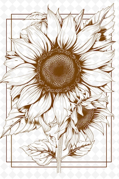 Un cartel en blanco y negro con un girasol en él