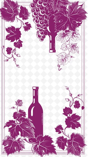 PSD un cartel para una botella de vino con flores y una botella de vino