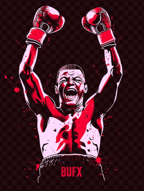 PSD un cartel para un boxeador con guantes de boxeo en rojo y negro