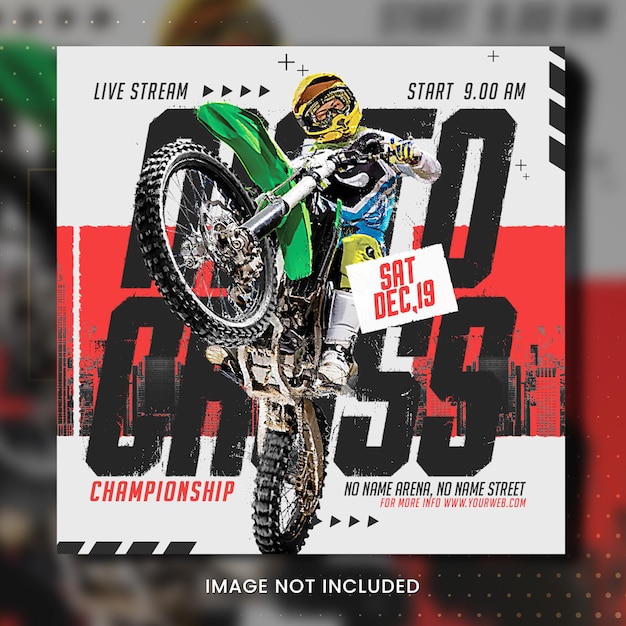 PSD cartel del campeonato de carreras de motos.