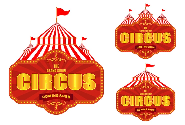 PSD cartel de carpa de circo con luces el gran espectáculo que viene pronto diseño vectorial