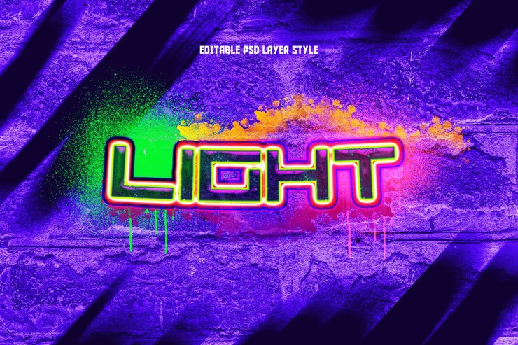 PSD un cartel colorido para la luz luz la palabra luz