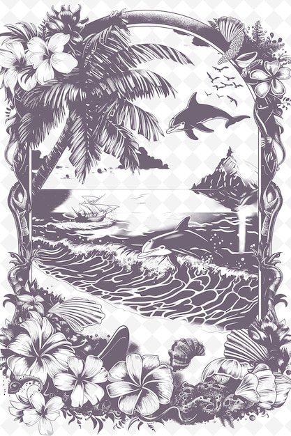 Un cartel para un complejo turístico de playa con palmeras y un faro en el fondo
