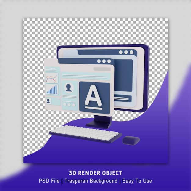 PSD cartel de computadora de diseño de negocios representación 3d