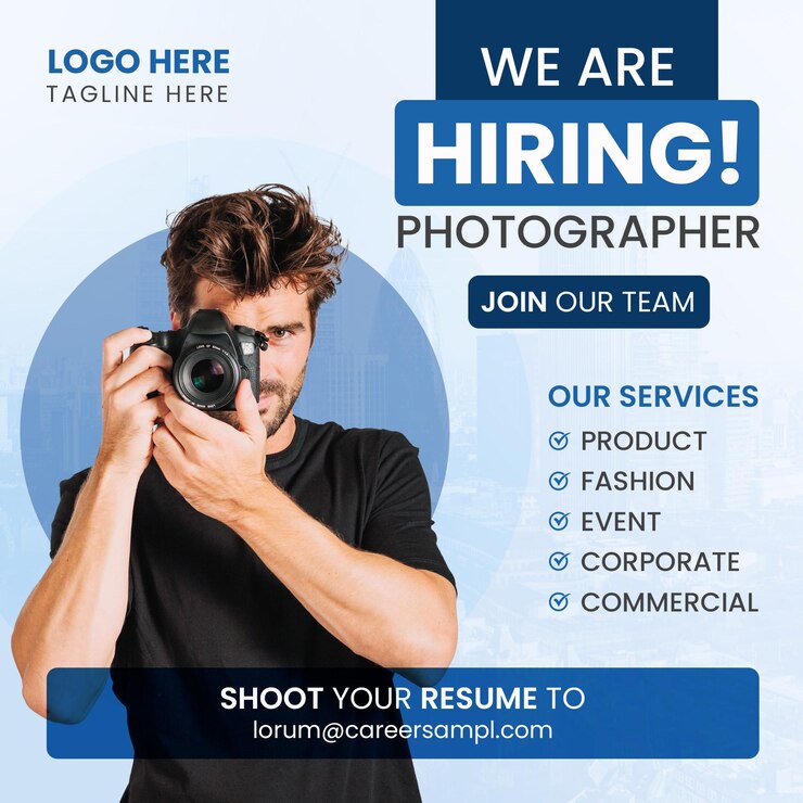 Cartel de contratación de fotógrafos