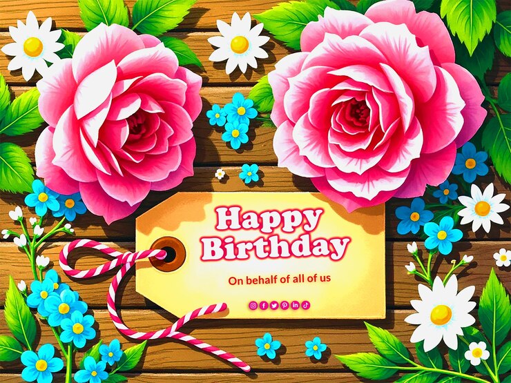 PSD un cartel con deseos de feliz cumpleaños de todos nosotros