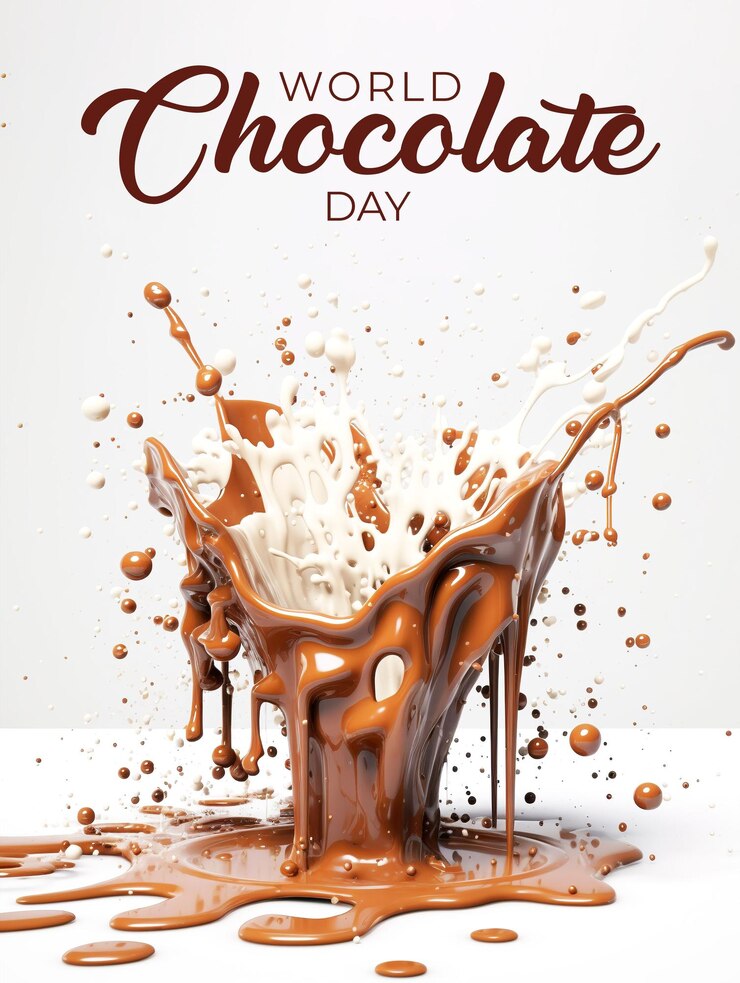 PSD un cartel para un día de chocolate con un chorrito de leche.