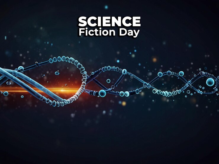 PSD un cartel para el día de la ciencia con una espiral en el medio
