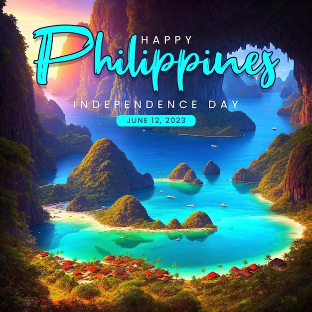 PSD un cartel para el día de la independencia de filipinas.