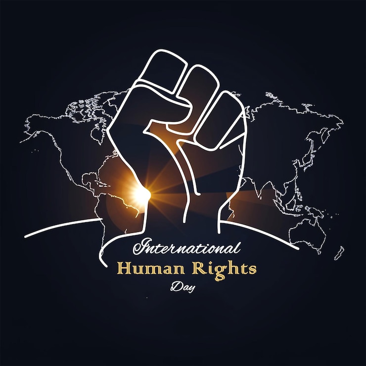 PSD un cartel para el día internacional de los derechos humanos con manos humanas