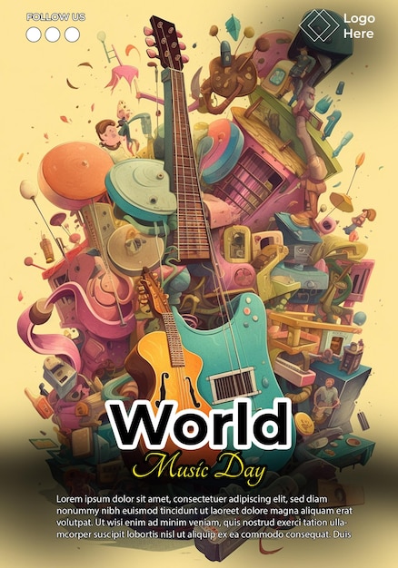 PSD cartel del día mundial de la música