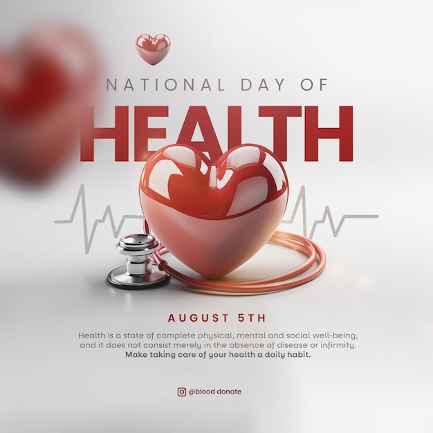 PSD un cartel para un día nacional de la salud