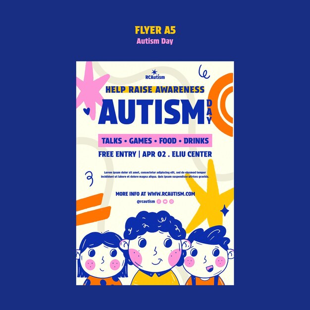 Cartel dibujado a mano para la celebración del día del autismo