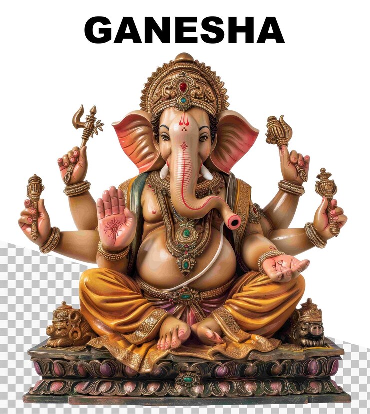 PSD un cartel de la diosa india ganesha en un fondo transparente