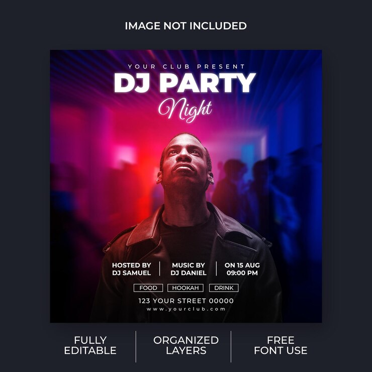 un cartel para un DJ que dice fiesta de DJ