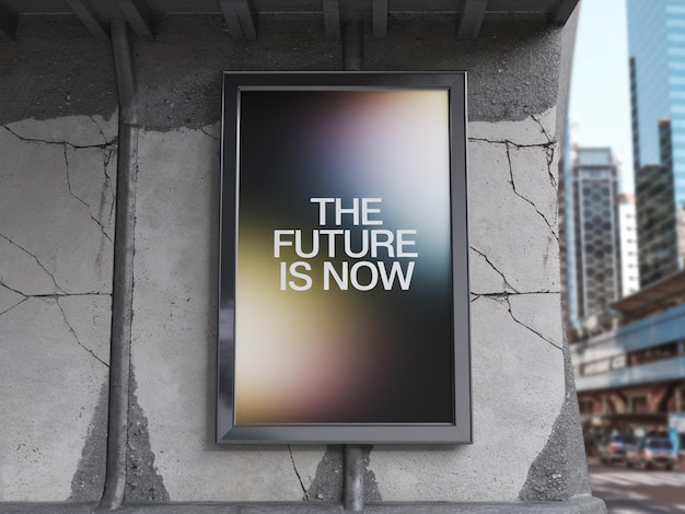 un cartel enmarcado que dice que el futuro es ahora ahora
