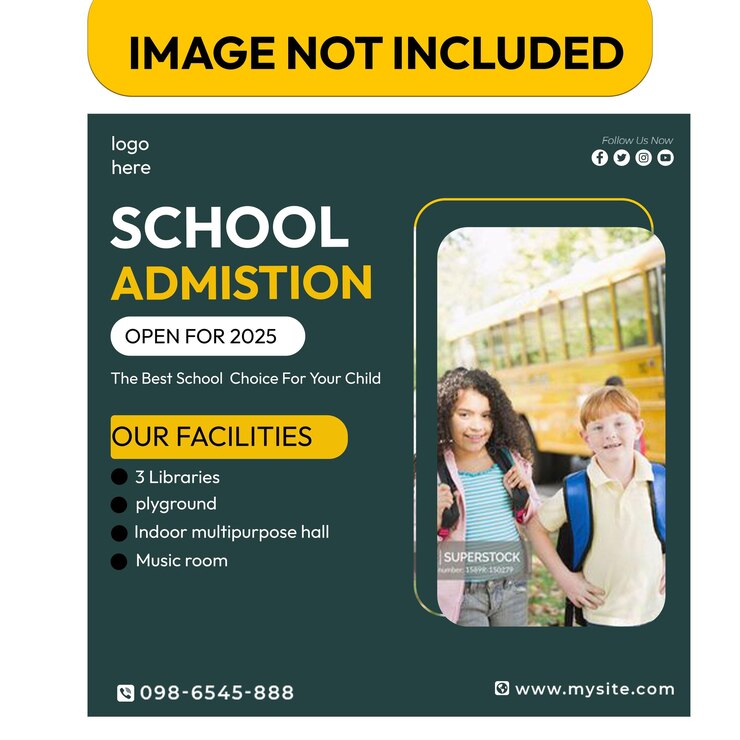 un cartel para un escolar muestra a un niño y una niña