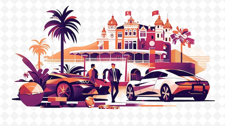 PSD un cartel para un espectáculo de automóviles con un hombre caminando frente a un casino