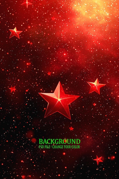 un cartel con una estrella roja y un fondo rojo