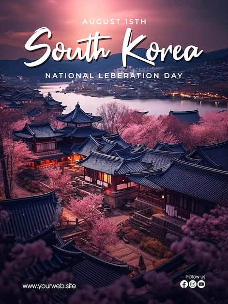 PSD cartel feliz del día de la independencia de corea