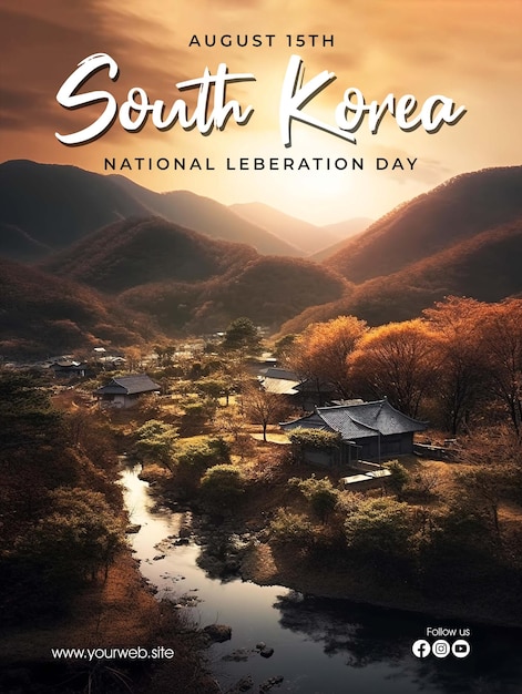 PSD cartel feliz del día de la independencia de corea