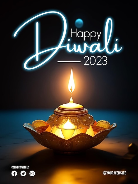 Cartel feliz Diwali con fondo
