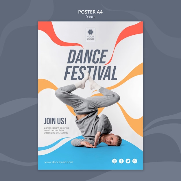 PSD cartel para festival de danza con intérprete.