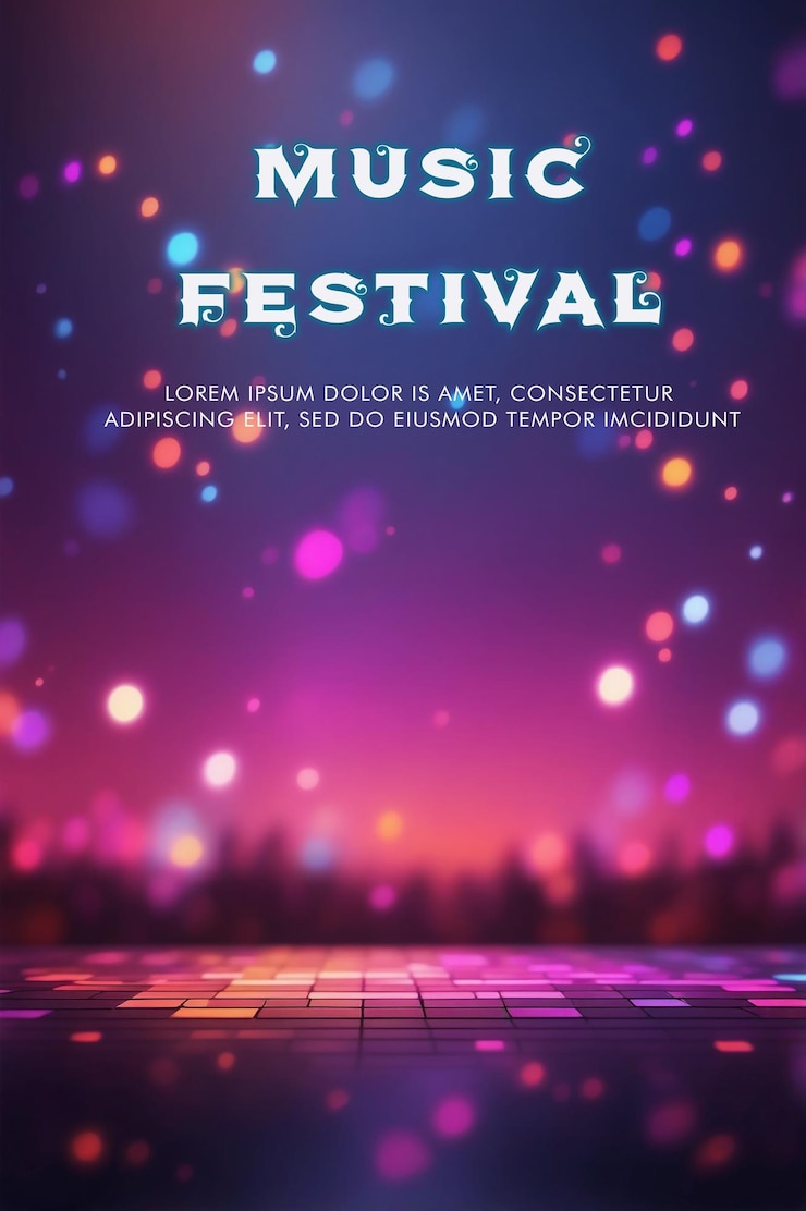 PSD cartel de un festival de música dibujado a mano