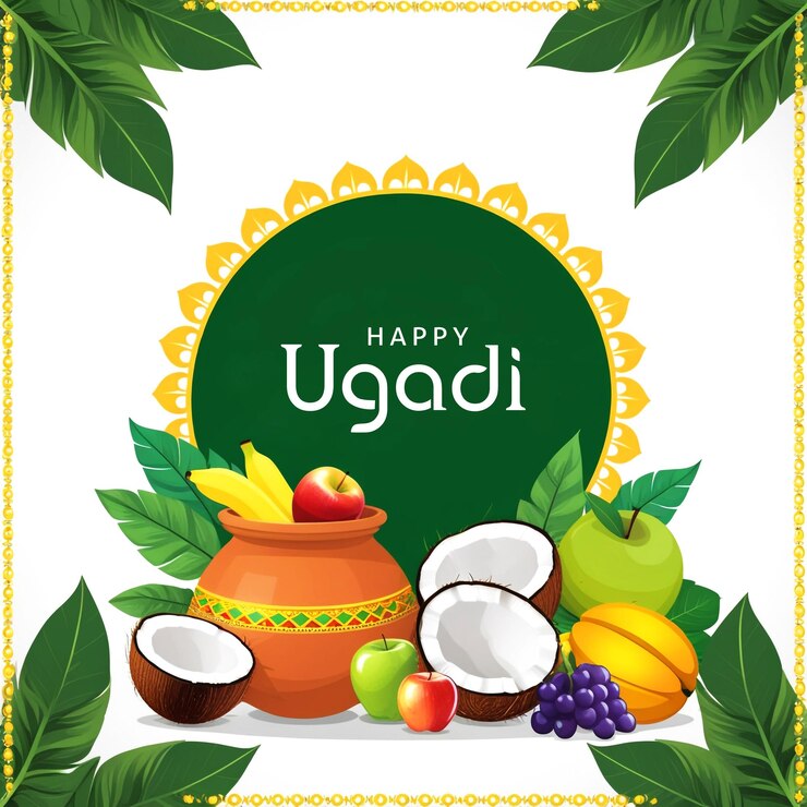 PSD el cartel del festival de ugadi con elementos decorativos festivos