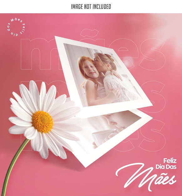 Un cartel de fez de maas muestra a dos mujeres frente a una flor feliz dia das maes