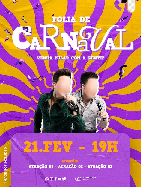 PSD cartel de fiesta de carnaval de brasil