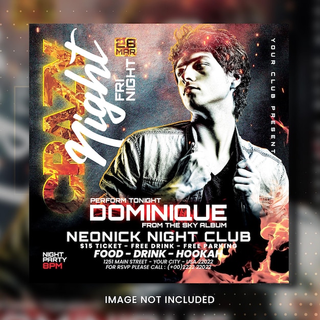 Cartel de la fiesta del club nocturno