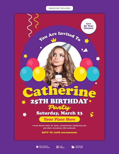 un cartel para la fiesta de cumpleaños del gato para la pasarela