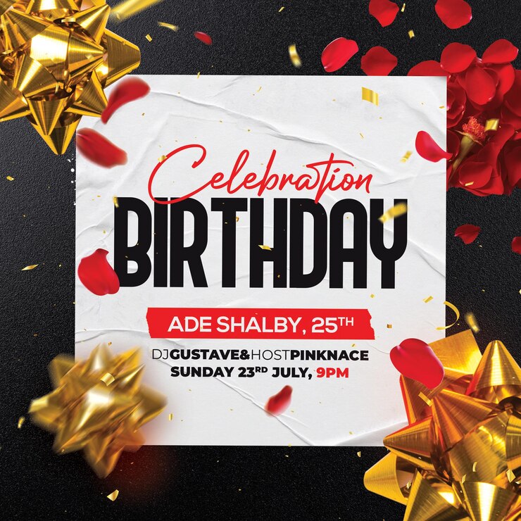 PSD un cartel para una fiesta de cumpleaños con un montón de confeti en él