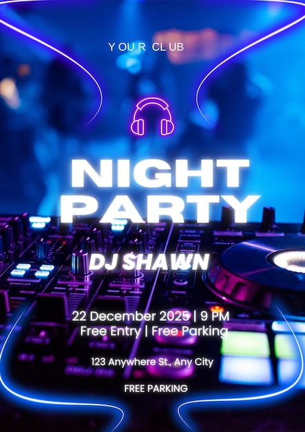 un cartel para una fiesta que dice fiesta nocturna en él