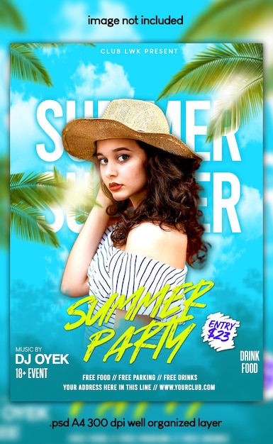 Cartel de fiesta de verano psd