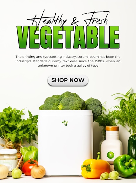 PSD un cartel para el fondo de plantillas de verduras saludables y frescas