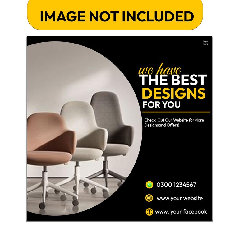 un cartel para una foto de una silla y una silla