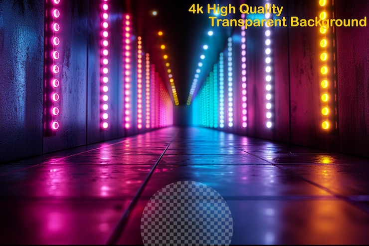 PSD un cartel para una foto de un túnel con luces y una pelota