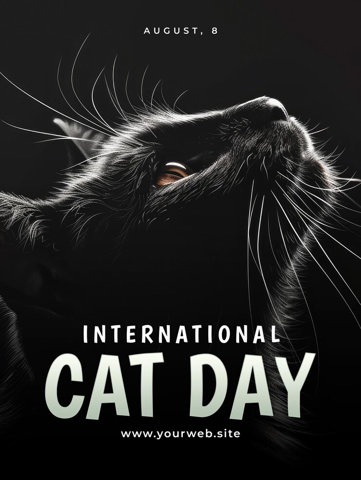 PSD un cartel de gato negro que dice el día internacional internacional internacional