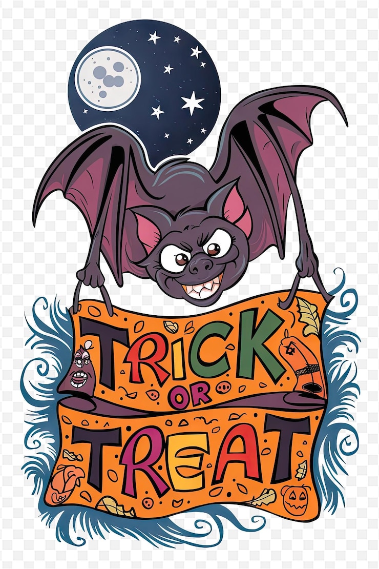 PSD un cartel para halloween con un murciélago en él