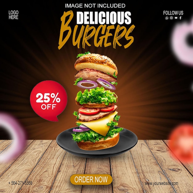 PSD un cartel para una hamburguesa llamada burgerson la mesa