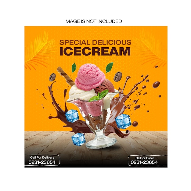 un cartel para un helado especial