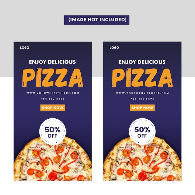 PSD cartel de la historia de instagram de pizza offer