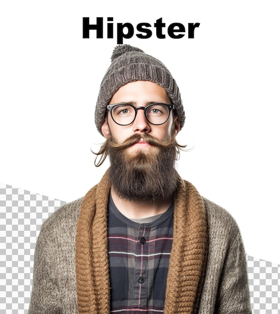 Un cartel con un hombre hipster con la palabra Hipster en la parte superior