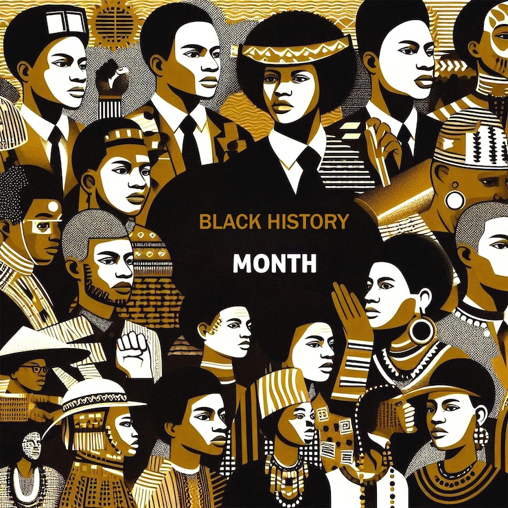 PSD un cartel de hombres para el mes de la historia negra