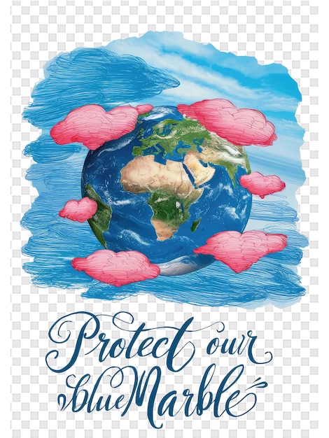 PSD un cartel con una imagen de un mundo que dice proteger nuestro amor