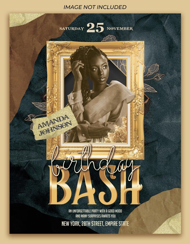 PSD el cartel de invitación de cumpleaños de bash es un cartel psd premium.